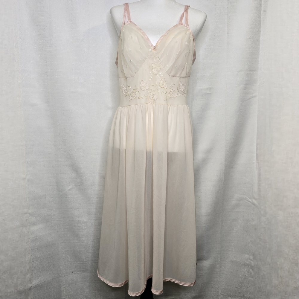 Vintage‎ Gotham Lingerie Nightie Nightgown Size 38 Medium Pink Chiffon Nylon